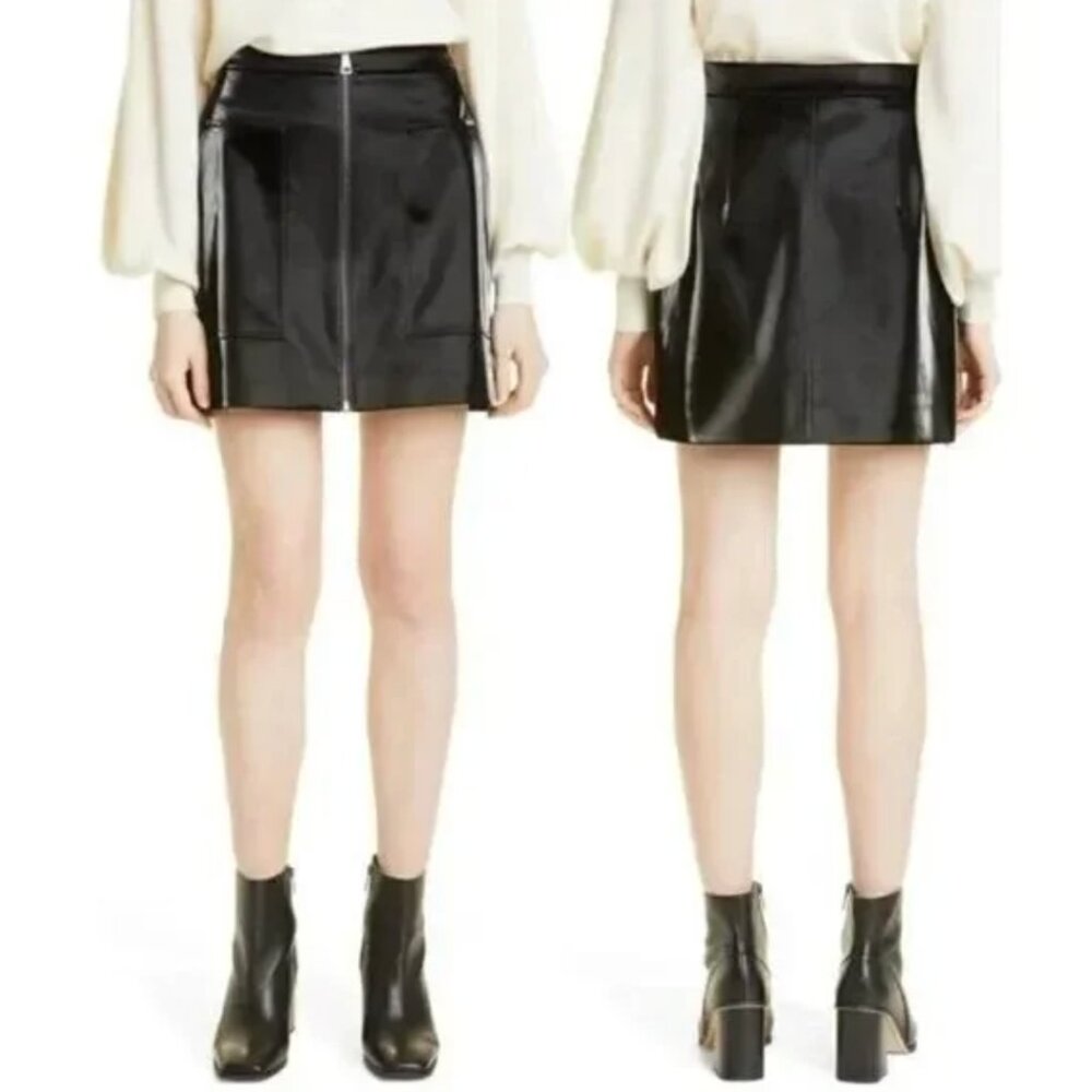 NWT Ted Baker London Latasha Vinyl Utility Mini Skirt in Black. Size 6-8 (2)